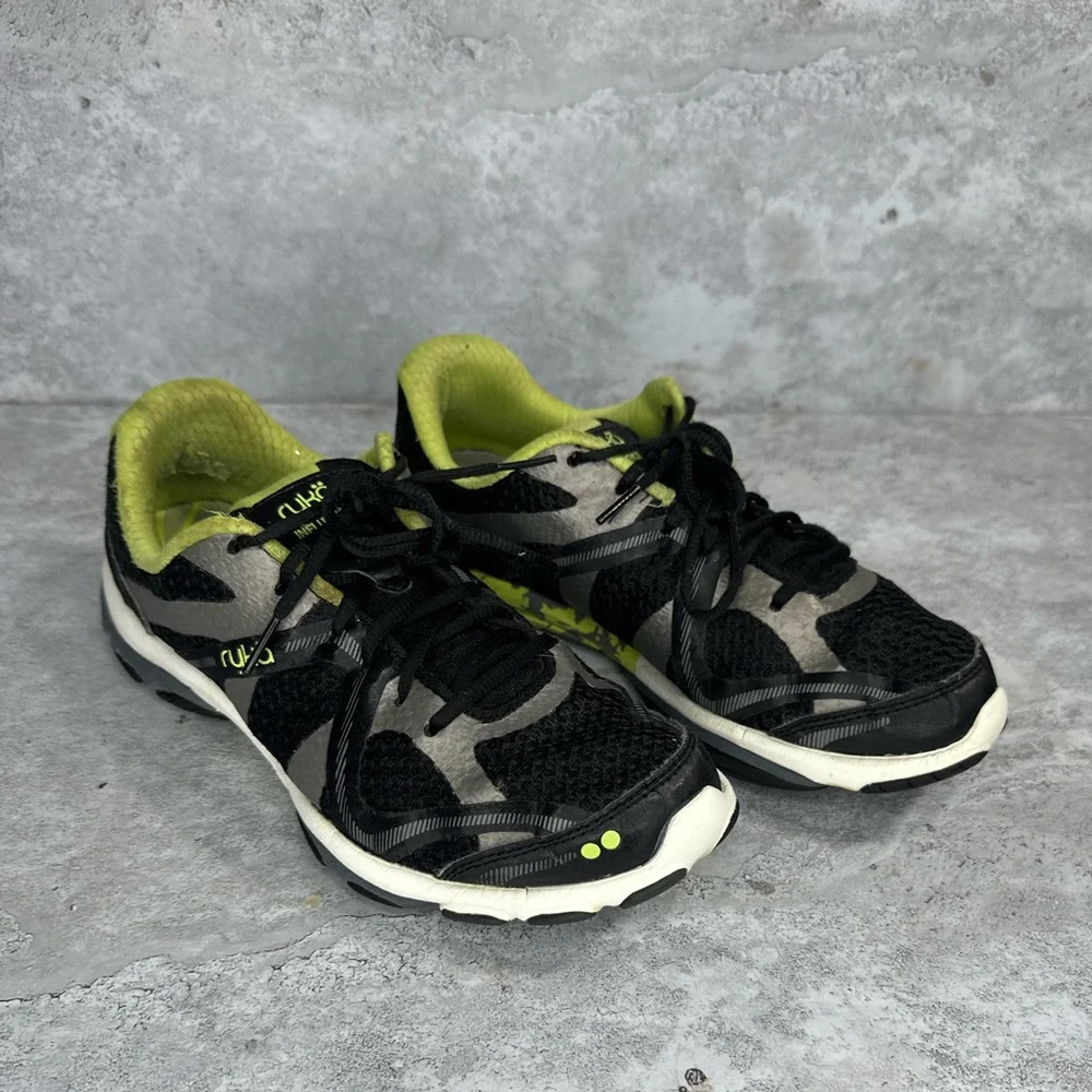 Ryka‎ Black and Green Athletic Shoes Woman’s 7.5